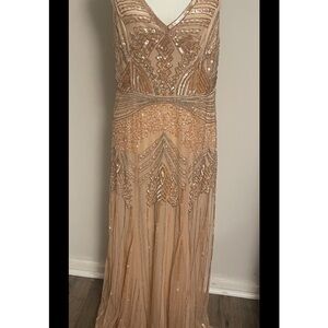 Adrianna Papell Champagne Beaded Dress